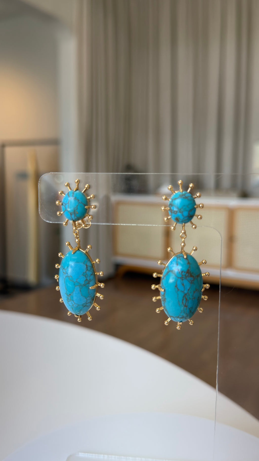 BRINCO TURQUESA 2 PEDRAS